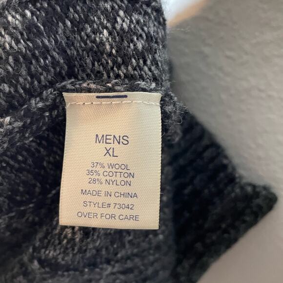 TravelSmith Mens Full Zip Wool Blend Cable Knit Sweater Cardigan Black XL - Picture 4 of 6